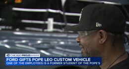 Pope's new car: Pope Leo's student, Ford Chicago Assembly Plant worker Adarthus Harper, helps create Ford Explorer Pope Mobile