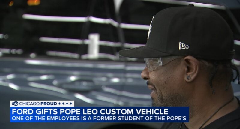 Pope's new car: Pope Leo's student, Ford Chicago Assembly Plant worker Adarthus Harper, helps create Ford Explorer Pope Mobile