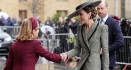 Princess of Wales debuts £2,850 cashmere coat from Suzannah London and £690 straw boater as she attends historic ceremony to enthrone the first female Archbishop of Canterbury