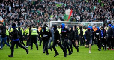 Rangers FINALLY break silence over 'shameful' Old Firm violence: Club condemns 'unacceptable' scenes after fans confronted Celtic supporters who had invaded the pitch
