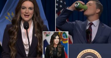 'SNL' roasts Kristi Noem for being 'reassigned under the bus' after Trump booted her from DHS top job