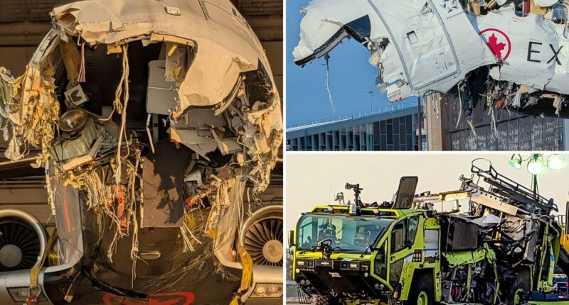 Shocking close-up images show devastating destruction to Air Canada plane after deadly LaGuardia crash