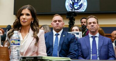 Shocking moment Kristi Noem is asked about SEX with married staffer