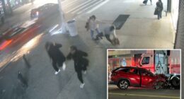 Shocking video shows sparks fly as out-of-control driver appears to drag cyclists down busy Harlem street in fatal crash