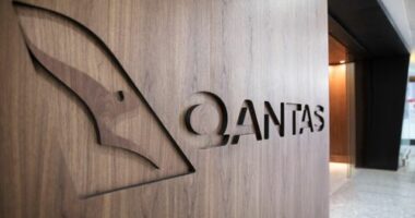 The entrance to the Qantas lounge in London.