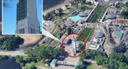 Storm tears open historic Rye Playland music tower as steel innards left exposed