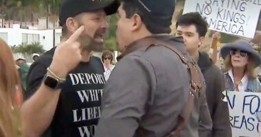 Tensions flare outside Trump National Golf Club in Palos Verdes