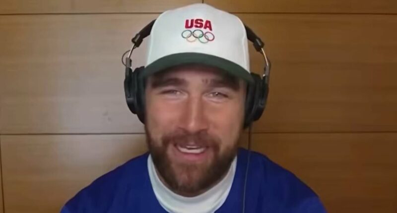Travis Kelce reveals he dragged Taylor Swift out of bed at 8am to watch Team USA's gold medal hockey win over Canada