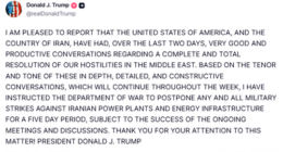 Trump extends deadline after Iran threatens to hit Gulf power plants