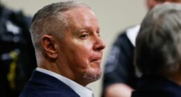Colin Gray, the father of Apalachee High School shooting suspect Colt Gray, reacts after a jury convicted him of second-degree murder and involuntary manslaughter at Barrow County Courthouse in Winder, Ga., Tuesday, March 3, 2026. (Abbey Cutrer/Atlanta Journal-Constitution via AP, Pool)