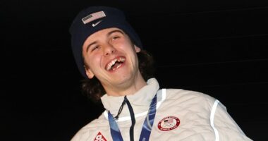 USA hockey stars carry Jack Hughes through Italian streets during boozy celebrations after win over Canada