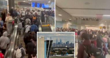 Video captures Philadelphia airport chaos as hundreds of passengers crowd terminal after security checkpoints close