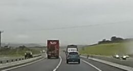Viewers divided over moment reckless driver undertakes a lorry
