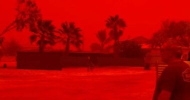 Western Australia's skies turn a hellish red as Tropical Cyclone Narelle hit, stunning video shows