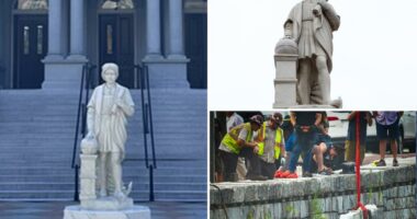 White House installs Christopher Columbus statue made from remains of toppled sculpture