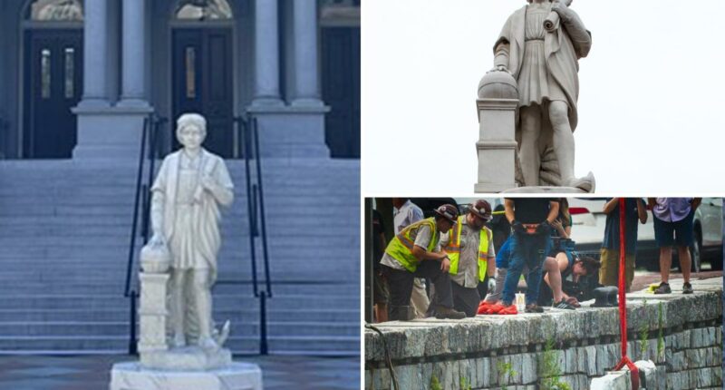 White House installs Christopher Columbus statue made from remains of toppled sculpture