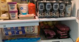 A man who insists his kitchen is 'basically a grocery store' has been left scratching his head after his girlfriend claimed there was 'never anything to eat' at his house