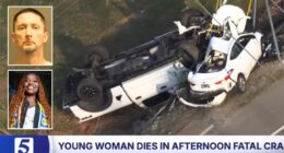 Woman about to pull into home is crushed by driver in stolen F-250 who sent her car 100 yards into a ditch, cops say