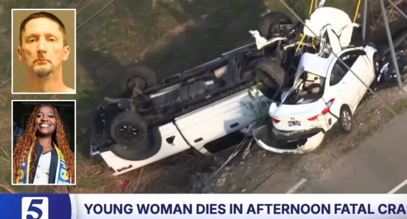 Woman about to pull into home is crushed by driver in stolen F-250 who sent her car 100 yards into a ditch, cops say