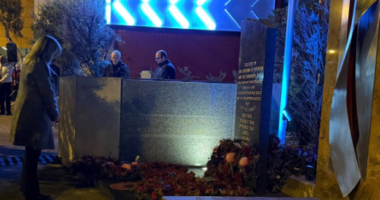 One community member pays her respects at the Reservoir RSL sub-branch this morning.