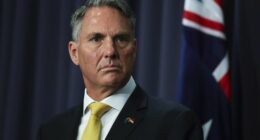 Deputy Prime Minister and Minister for Defence Richard Marles during a joint press conference following the Defence Ministers meeting, at Parliament House in Canberra on Thursday 26 March 2026. fedpol Photo: Alex Ellinghausen
