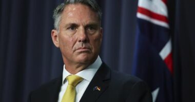 Deputy Prime Minister and Minister for Defence Richard Marles during a joint press conference following the Defence Ministers meeting, at Parliament House in Canberra on Thursday 26 March 2026. fedpol Photo: Alex Ellinghausen