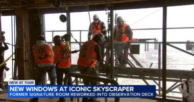 360 Chicago gets new windows for redevelopment of observation deck in former John Hancock building at 875 N Michigan Ave