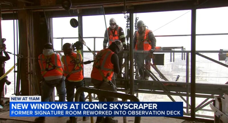 360 Chicago gets new windows for redevelopment of observation deck in former John Hancock building at 875 N Michigan Ave