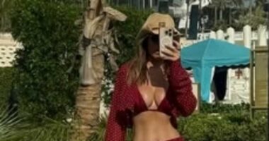 Ab-flashing Kate and Rio Ferdinand beam at new fitness initiative