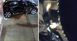 Antioch, California shooting: Bodycam video shows police officer stuck inside robbery suspect's getaway car