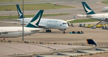 Australians planning a holiday are facing a brutal blow with airfares set to surge and flights slashed as jet fuel supplies tighten and China curbs exports. From tomorrow, a return flight from Sydney to London with Cathay Pacific will be hit by an eye-watering $800 fuel surcharge on top of the usual ticket price. Qantas has already imposed a 5 per cent increase on international fares, while Virgin Australia has also begun raising its prices. Jetstar is quietly cancelling one in ten of its May flights in New Zealand, and Air New Zealand has already axed around 1,100 services. Experts warn prices are only going to get worse, with global jet fuel costs surging 11.2 per cent in a week to $175 a barrel - after jumping more than 80 per cent since late February, according to the International Air Transport Association.