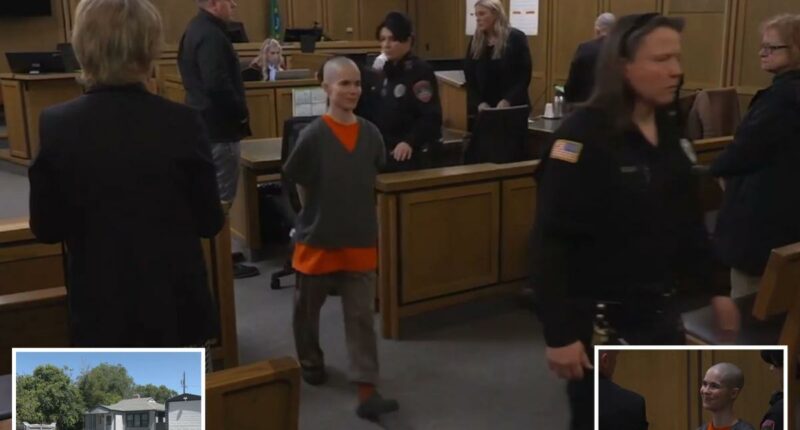 Bald-headed killer Alyssa Bradburn smiles as prosecutors reveal what she did before dad walked in