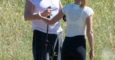 Baywatch star David Hasselhoff, 73, looks frail as he leans on wife