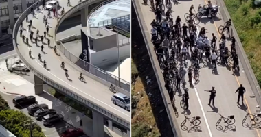 Bike mob’s Bay Bridge blitz foiled as cops stop rogue riders storming city streets before freeway chaos