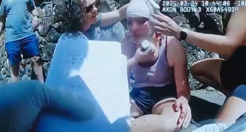 Bloodied wife seen moments after husband tried to kill her