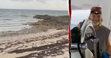 Boatyard employee found 'exhausted' missing American's husband when he washed ashore after night adrift