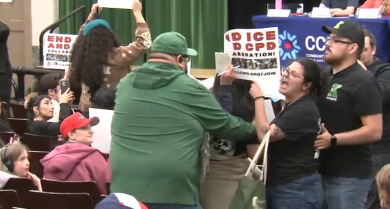 Brighton Park community meeting gets heated over alleged immigration collaboration between Chicago police officers, ICE agents