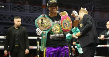 Caroline Dubois becomes unified lightweight champion: Briton dominates Terri Harper in Jake Paul's MVP promotion's first UK show - as she reveals plans to win undisputed status