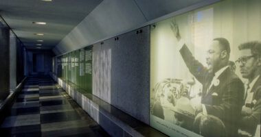 Cascades of Freedom flow at San Francisco' Martin Luther King Jr. memorial