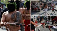 Catholic devotees whip their bloodied backs for Maundy Thursday
