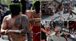 Catholic devotees whip their bloodied backs for Maundy Thursday