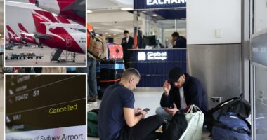 Chaos strikes Sydney Airport as dozens of flights are canceled due to weather