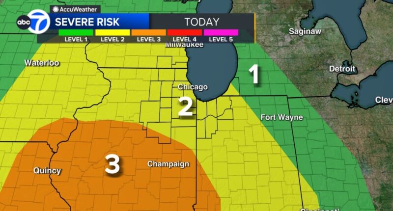 Chicago weather forecast: Potentially severe storms expected Monday, with risk of high winds, hail and tornadoes