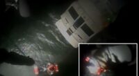 Coast Guard helicopter rescues 4 from broken-down yacht caught in 12-foot waves off Long Island: heart-stopping video