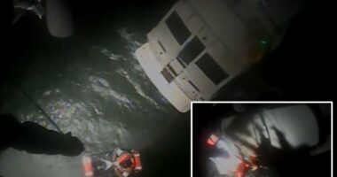Coast Guard helicopter rescues 4 from broken-down yacht caught in 12-foot waves off Long Island: heart-stopping video