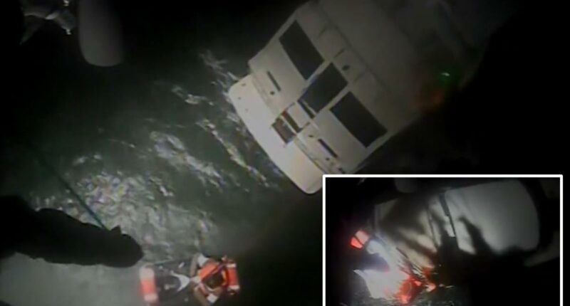 Coast Guard helicopter rescues 4 from broken-down yacht caught in 12-foot waves off Long Island: heart-stopping video