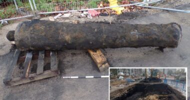 Construction workers unearth 300-year-old cannon while on a routine dig in the UK