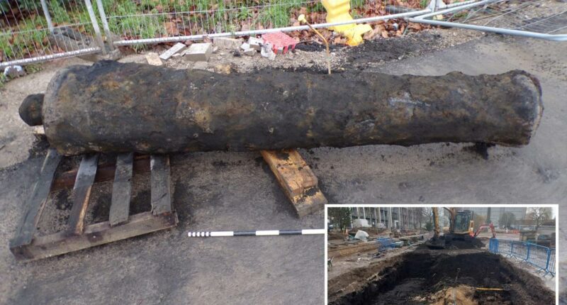 Construction workers unearth 300-year-old cannon while on a routine dig in the UK