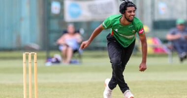 Raheem Ahmed in action for Leicestershire's 2nd XI in 2021 - he is now on a 20-day trial with Nottinghamshire