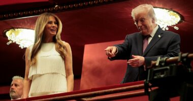 Donald Trump and Melania attend the opening night of Chicago at the 'Trump' Kennedy Center